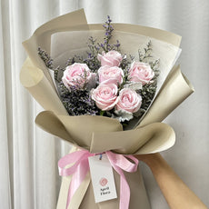 "Gentle Blush" bouquet of 6 pink roses - Phuket