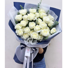 "My Love For You" Bouquet Of 30 White Roses - Phuket
