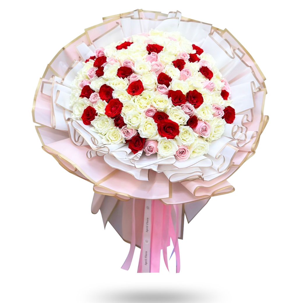 "Edelweiss" Bouquet of 100 roses