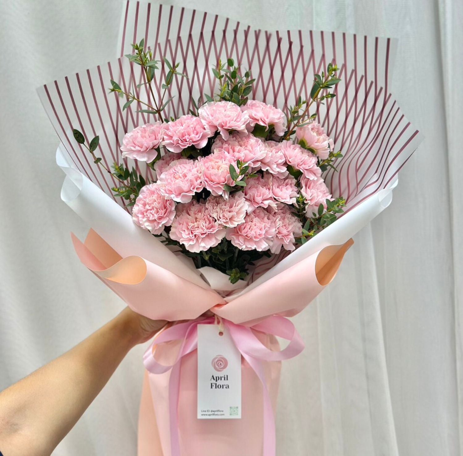 All Pink Fluffy Bouquet Of Carnations - Phuket
