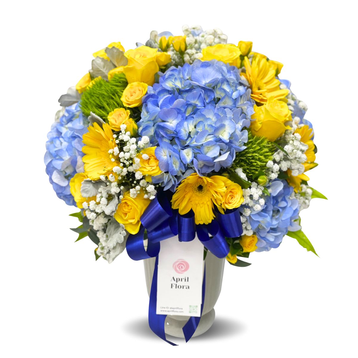 Flower vase of Blue and Yellow Color Tone