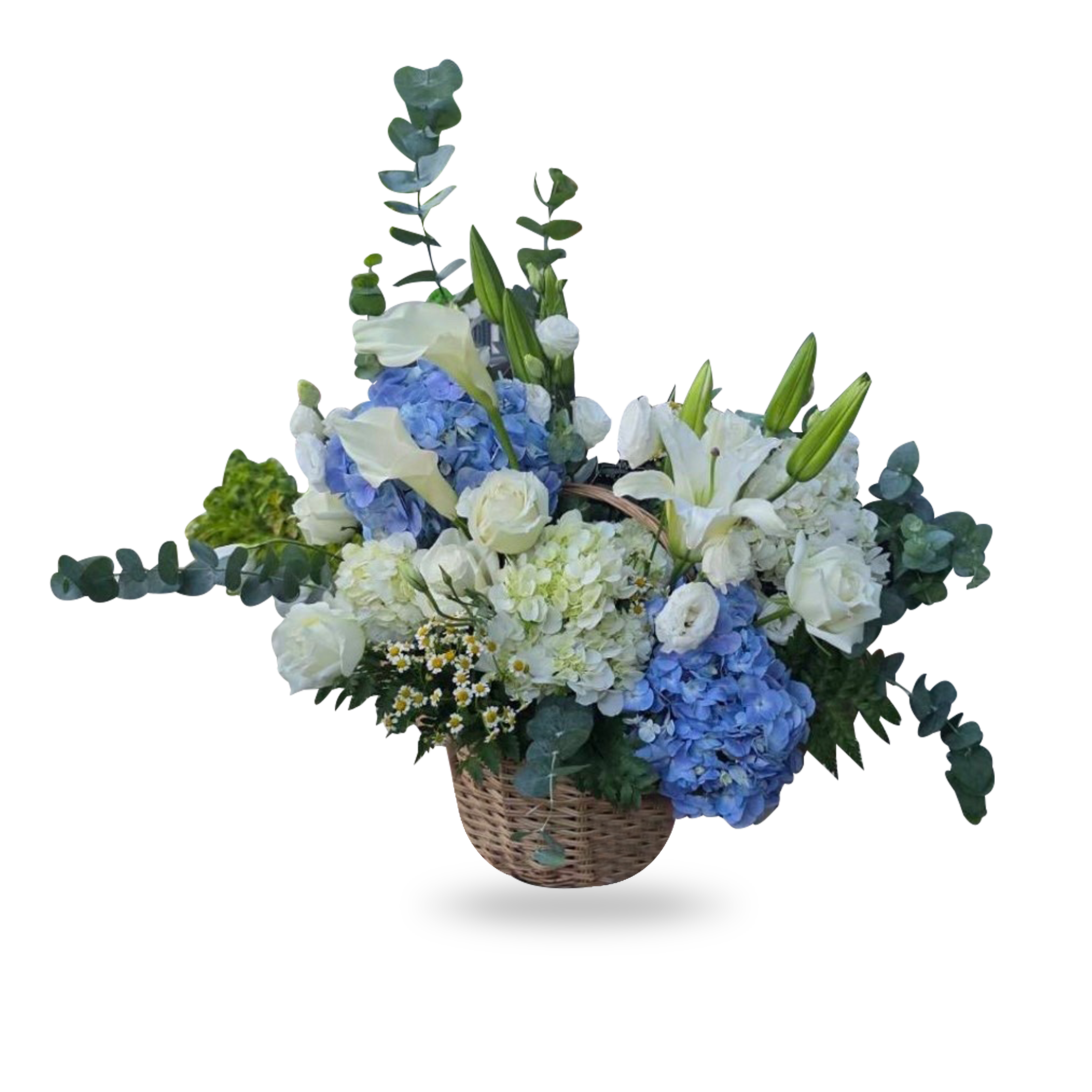 Blue Serenity – Mixed Flower Basket (Phuket)