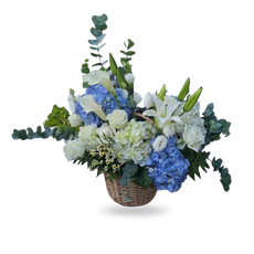 Blue Serenity – Mixed Flower Basket