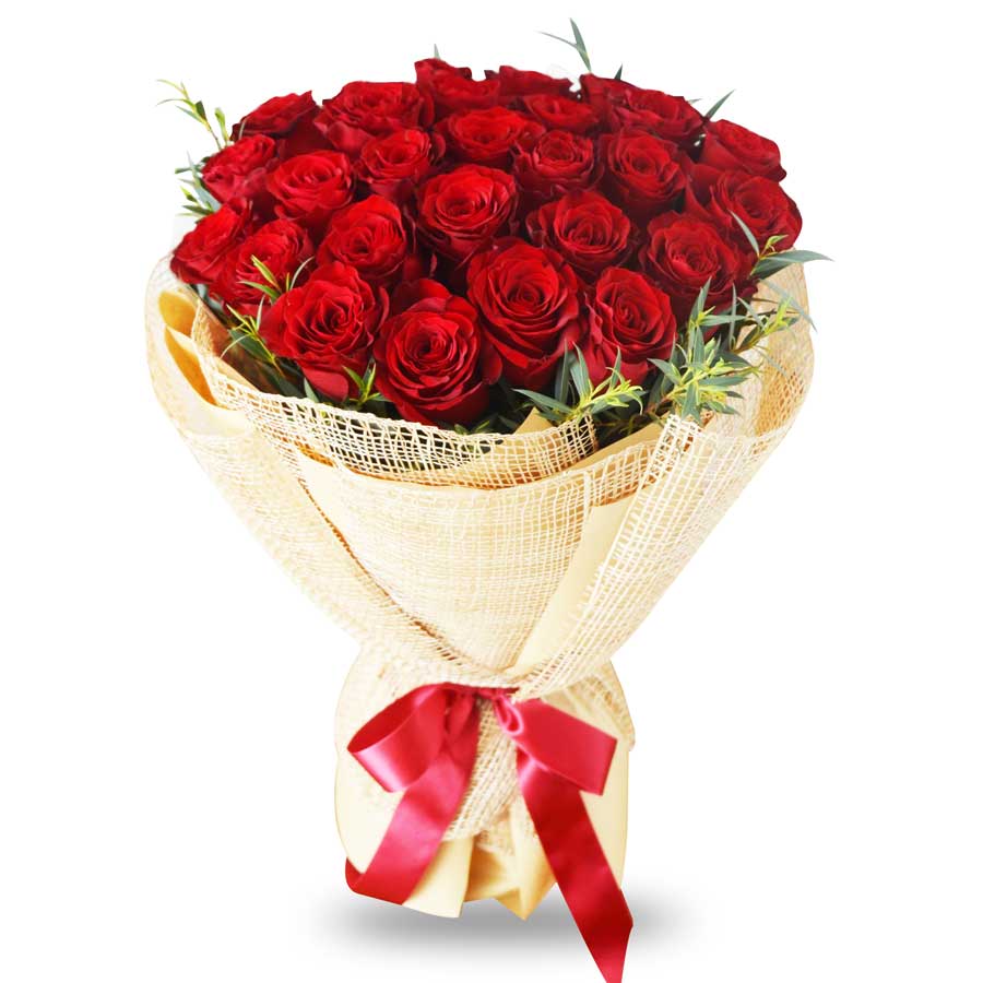 ช่อดอกไม้ "Love Passion" กุหลาบแดง 25 ดอก - Phuket