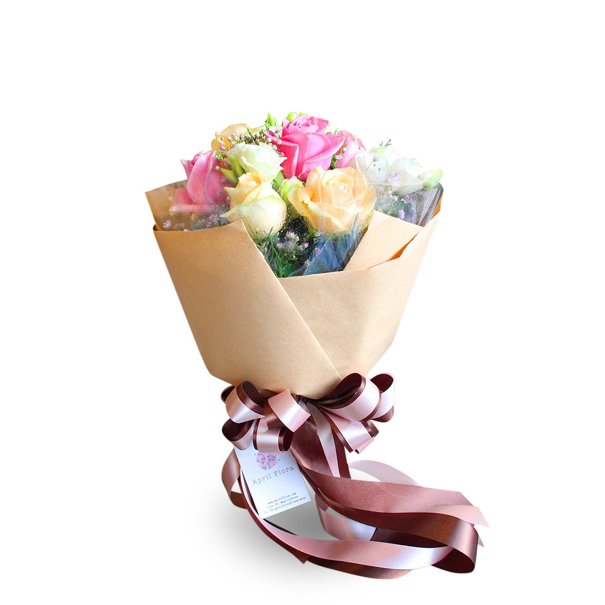 Magic Bouquet Of Pastel Roses And Lisianthus - April Flora