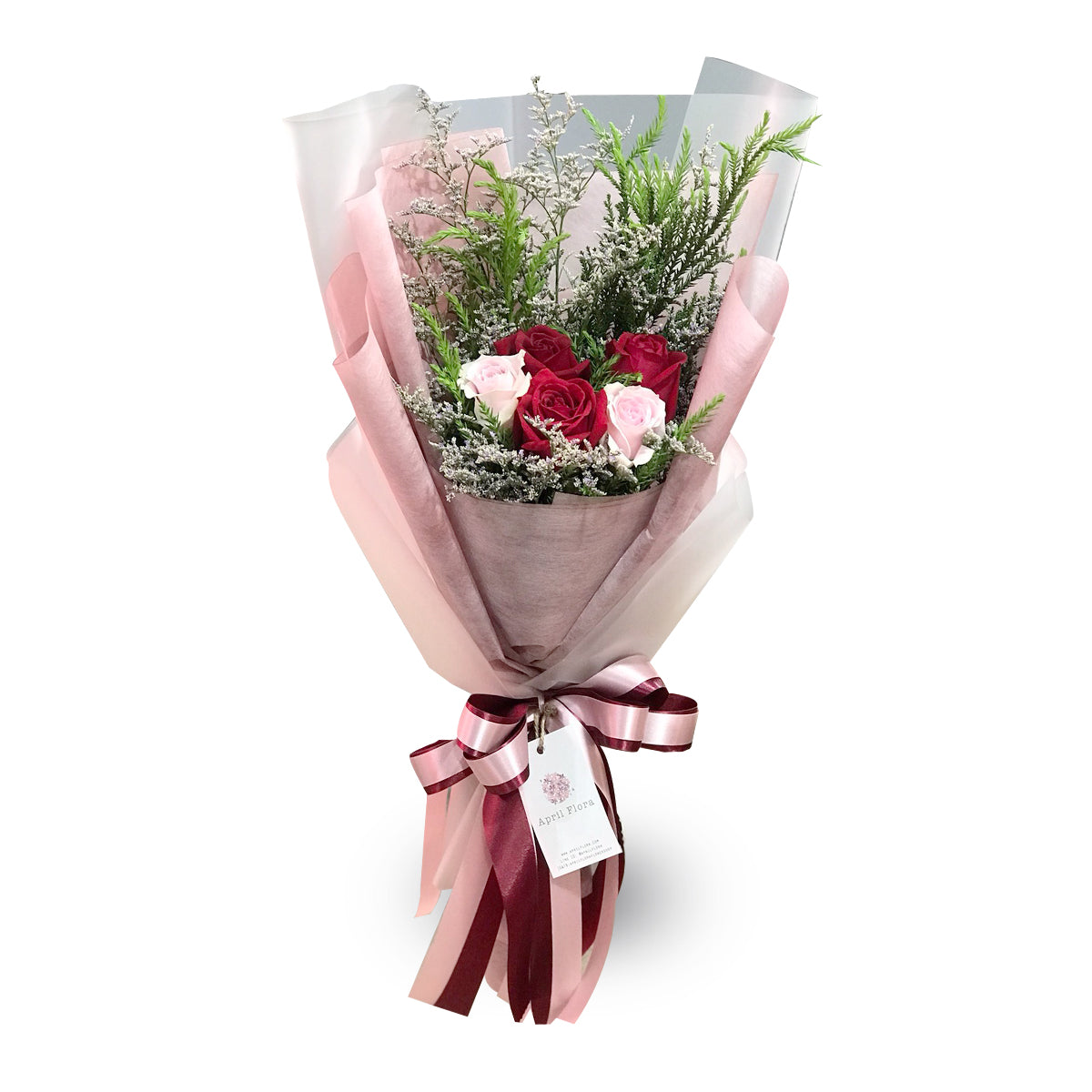 "Surprise" Bouquet Of Roses and Caspia - April Flora