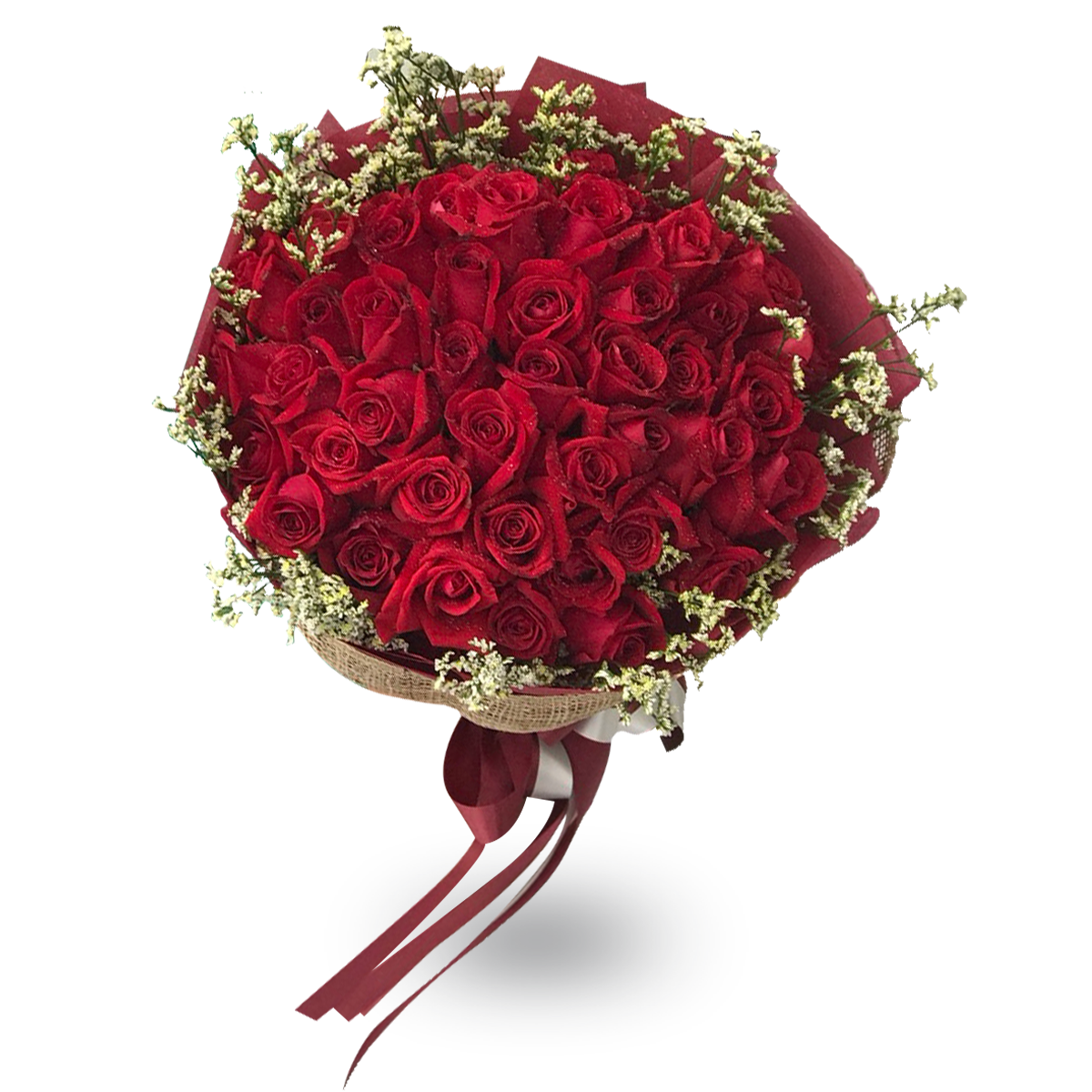 Elegant Bouquet Of 50 Red Roses - April Flora