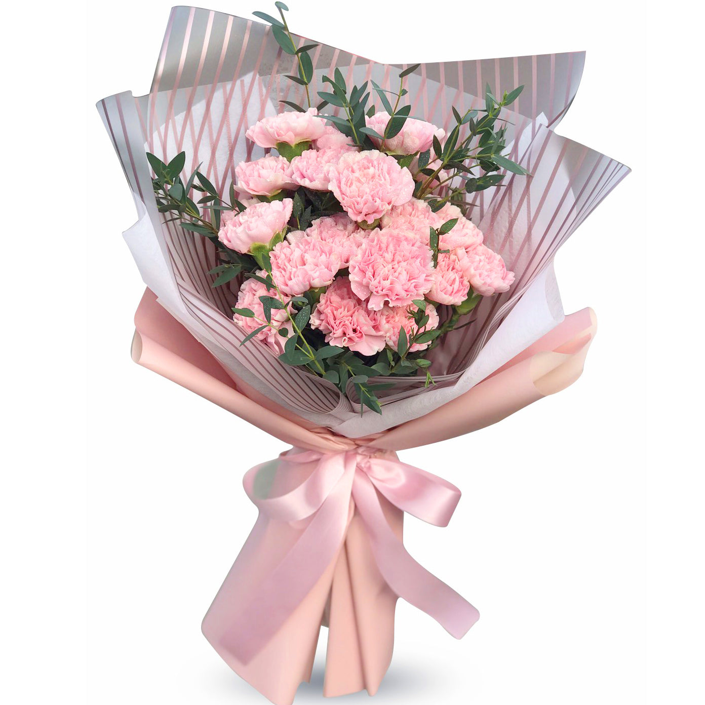 All Pink Fluffy Bouquet Of Carnations - April Flora