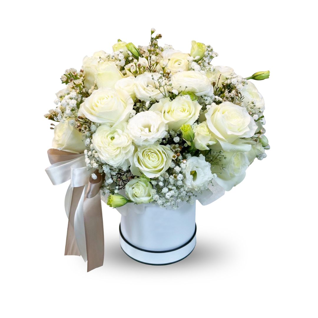 กล่องดอกไม้ Beautiful in White