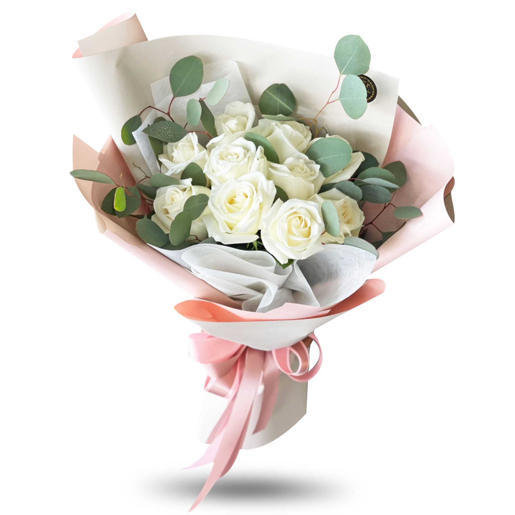 "The Admirer" Bouquet Of 10 White Roses